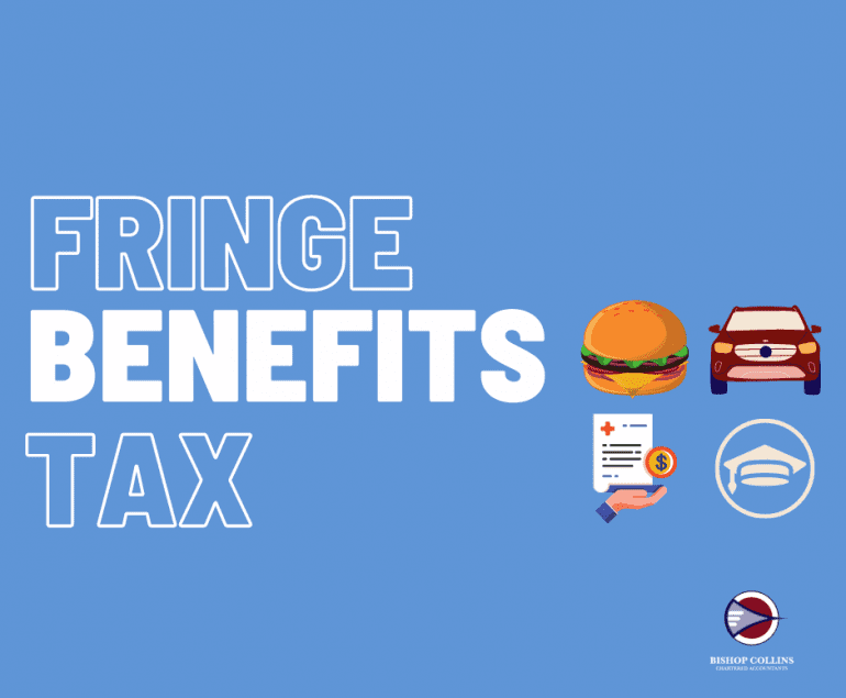 Fringe Benefits Tax hamburger, car, health bill, uni graduation hat