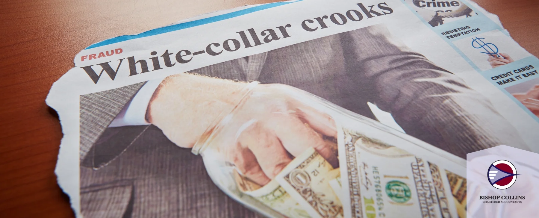 newspaper with the headline white collar crooks